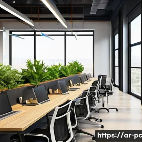 Home 33 코워킹 스페이스의 장기적 성장 전략 - A modern coworking space designed for Arabic professionals, featuring a blend of private offices and...