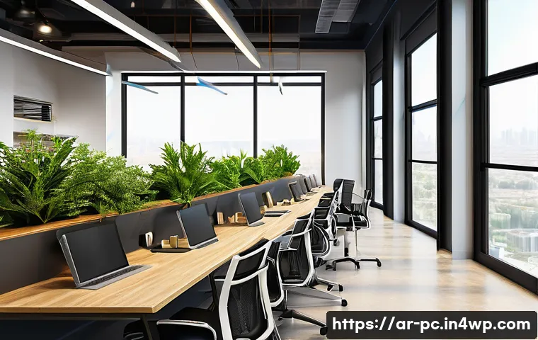 코워킹 스페이스의 장기적 성장 전략 - A modern coworking space designed for Arabic professionals, featuring a blend of private offices and...