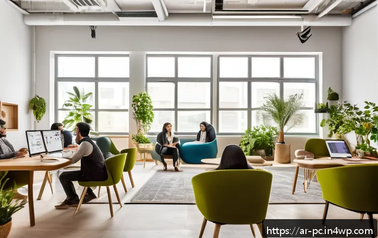 코워킹 스페이스와 원격 근무의 시너지 효과 - A modern co-working space in a Middle Eastern city with diverse professionals engaging in collaborat...