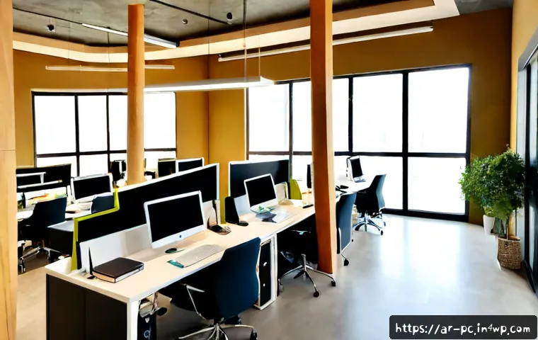 2023년 인기 있는 코워킹 스페이스 브랜드 - Photorealistic wide interior of a premium contemporary coworking space in a modern Arab city, divers...
