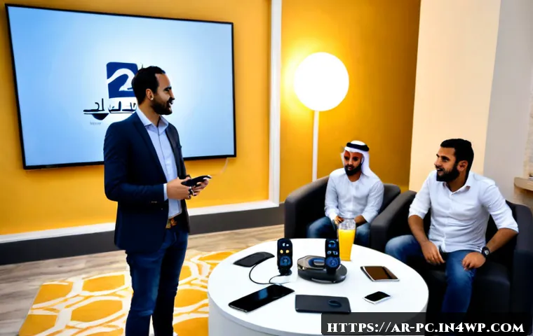 코워킹 스페이스 내 이벤트 운영 방법 - Photorealistic modern coworking space in a Gulf Arab city, event coordinator in modest smart-casual ...